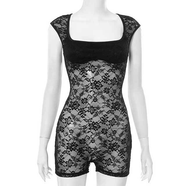 See Through Lace Slim Fit Romper