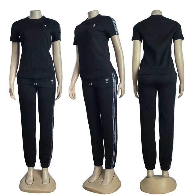 Fashion Embossing Casual Pants Suit