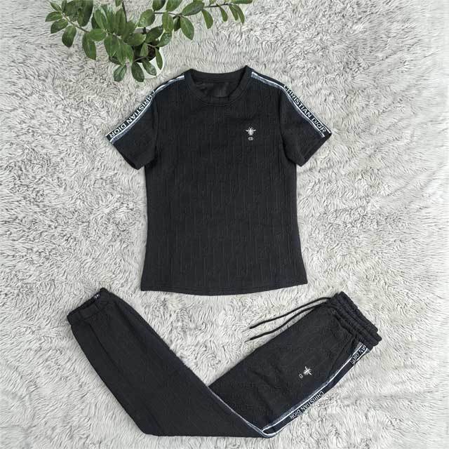 Fashion Embossing Casual Pants Suit