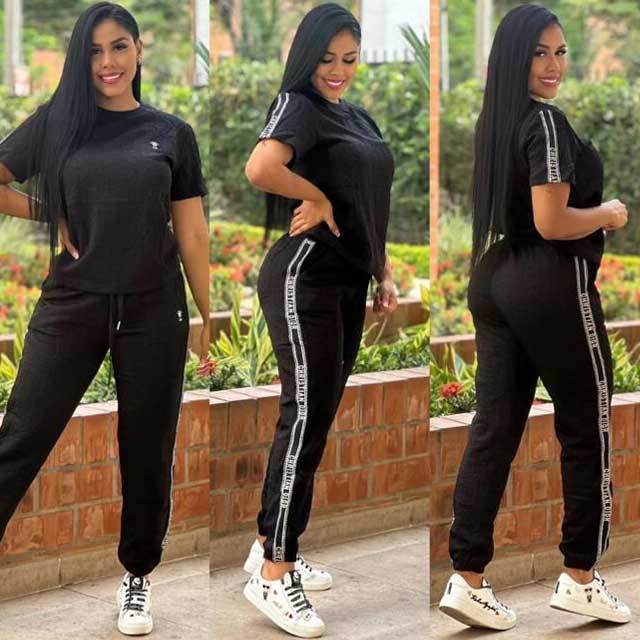 Fashion Embossing Casual Pants Suit