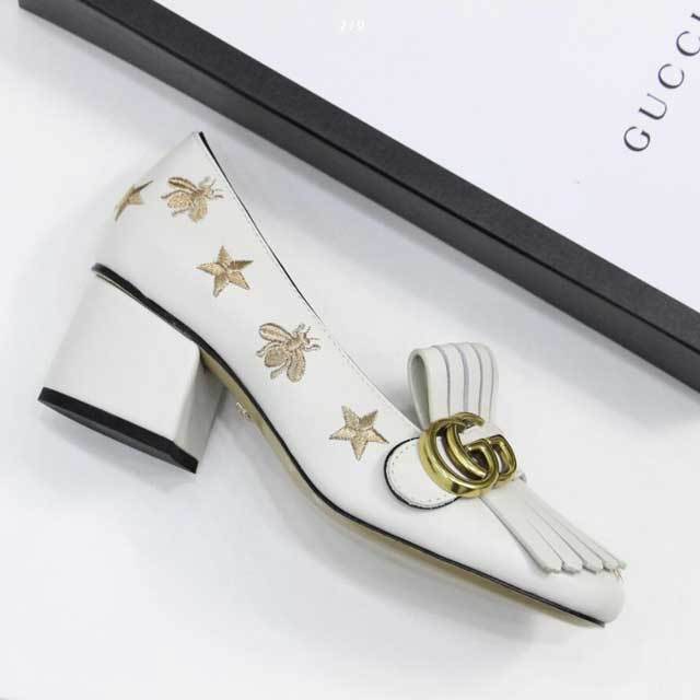 Leather Embroidery Tassel Chunky Pumps Shoes