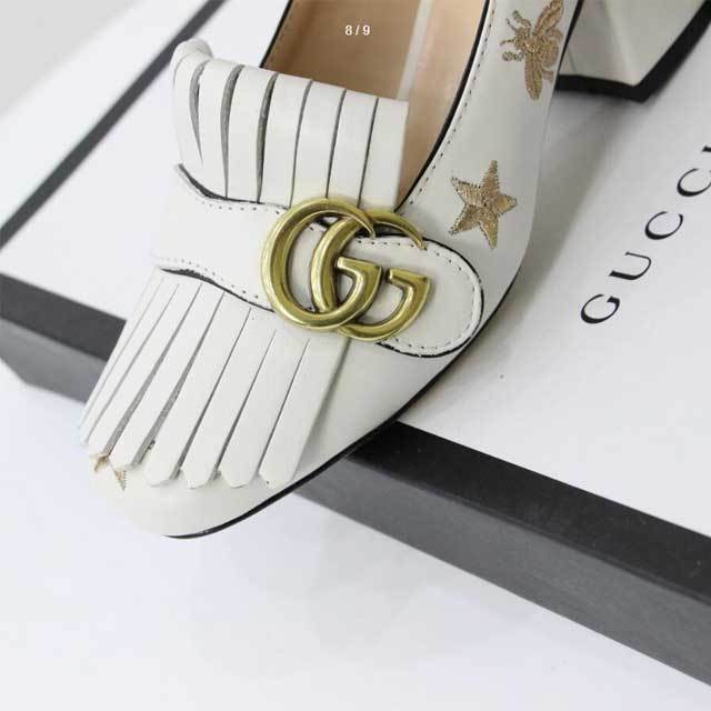 Leather Embroidery Tassel Chunky Pumps Shoes