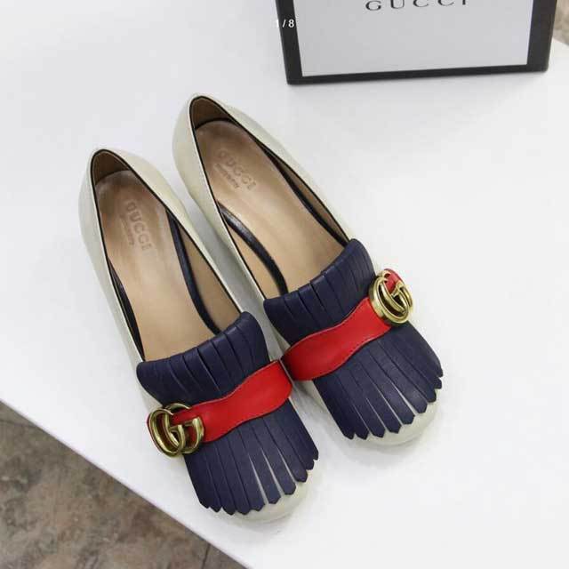 Leather Tassel Chunky Pumps Shoes