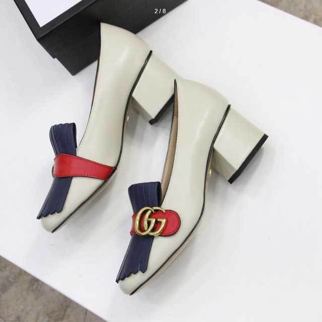 Leather Tassel Chunky Pumps Shoes