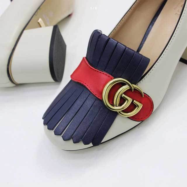 Leather Tassel Chunky Pumps Shoes