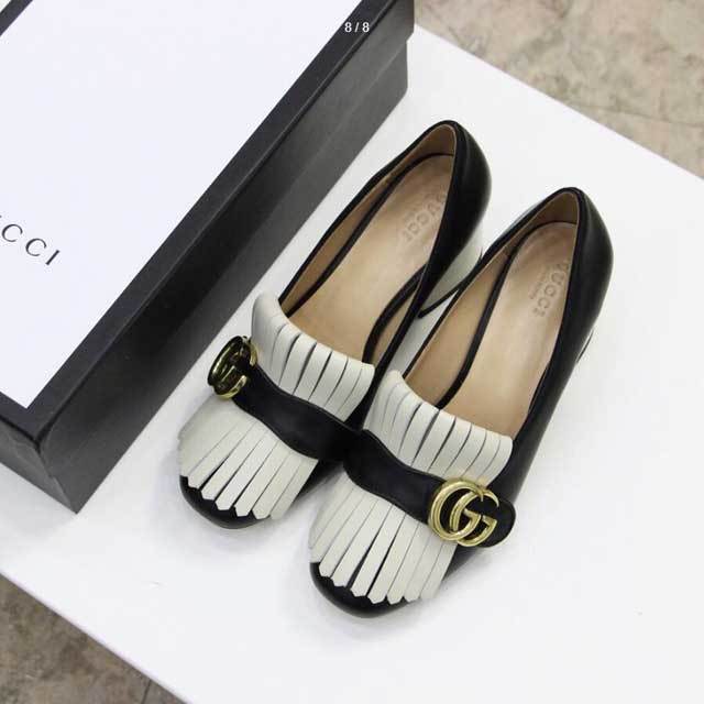 Leather Tassel Chunky Pumps Shoes