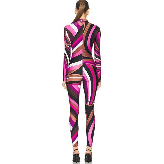 Printed Long Sleeve Sport Jumpsuit