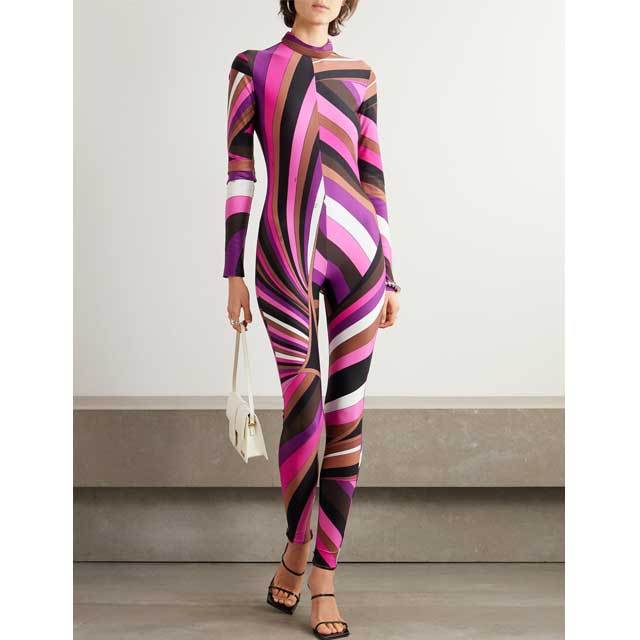 Printed Long Sleeve Sport Jumpsuit