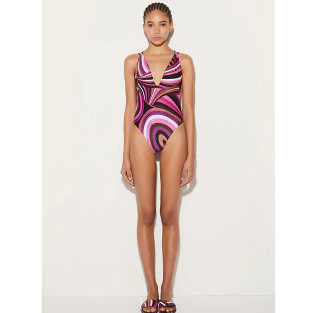 Printed Backless Sexy One Piece Swimsuit