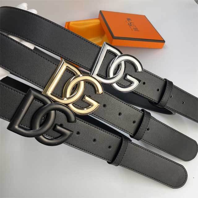Metal Logo Men Leather Jeans Belt