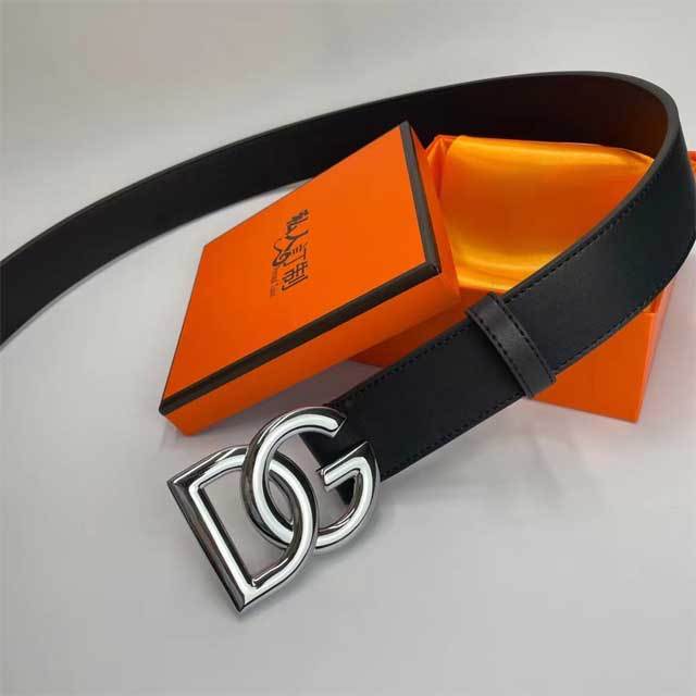 Metal Logo Men Leather Jeans Belt