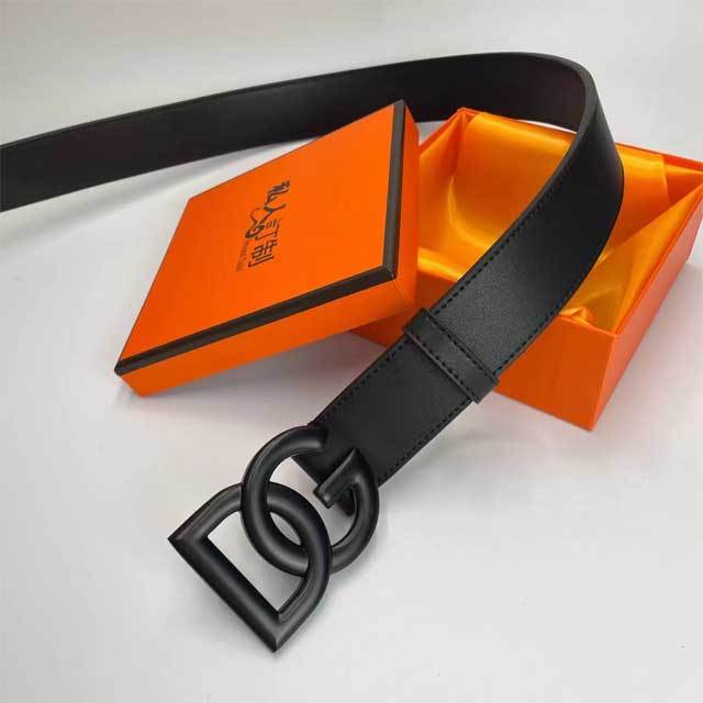 Metal Logo Men Leather Jeans Belt