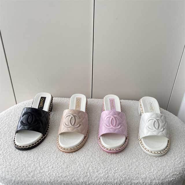 Leather Fashion Women Chunky Slipper