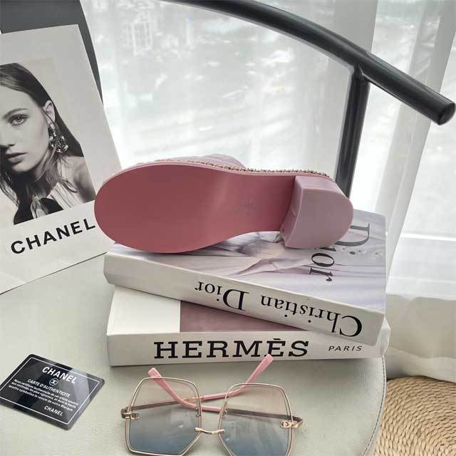 Leather Fashion Women Chunky Slipper