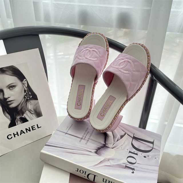 Leather Fashion Women Chunky Slipper