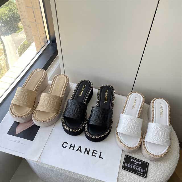 Leather Fashion Women Wedge Slipper