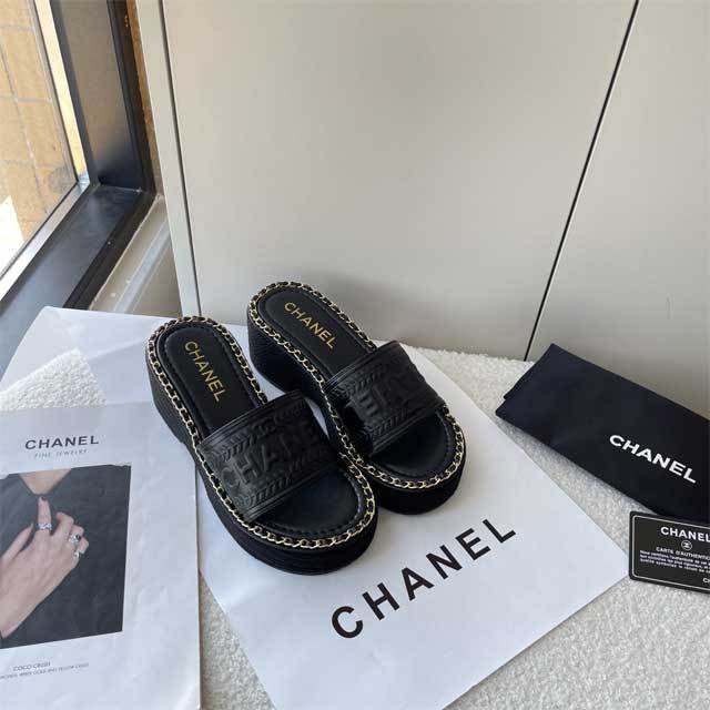 Leather Fashion Women Wedge Slipper