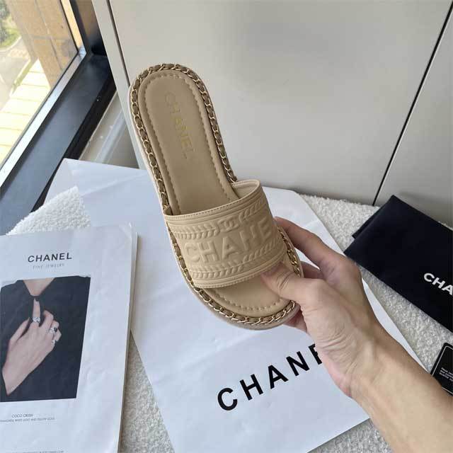 Leather Fashion Women Wedge Slipper