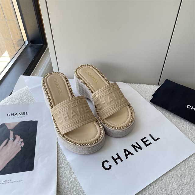 Leather Fashion Women Wedge Slipper