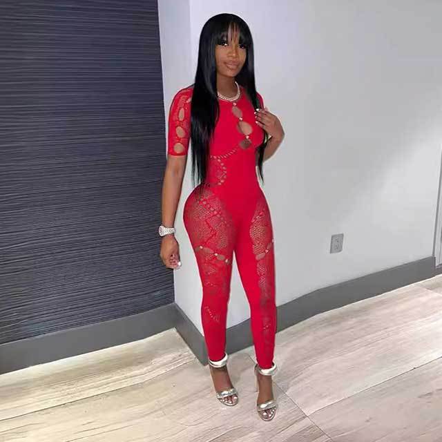 Hollow Out Lace Lingerie Jumpsuit