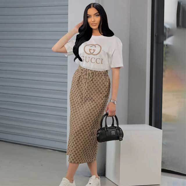 Printed Fashion Women Skirt Set