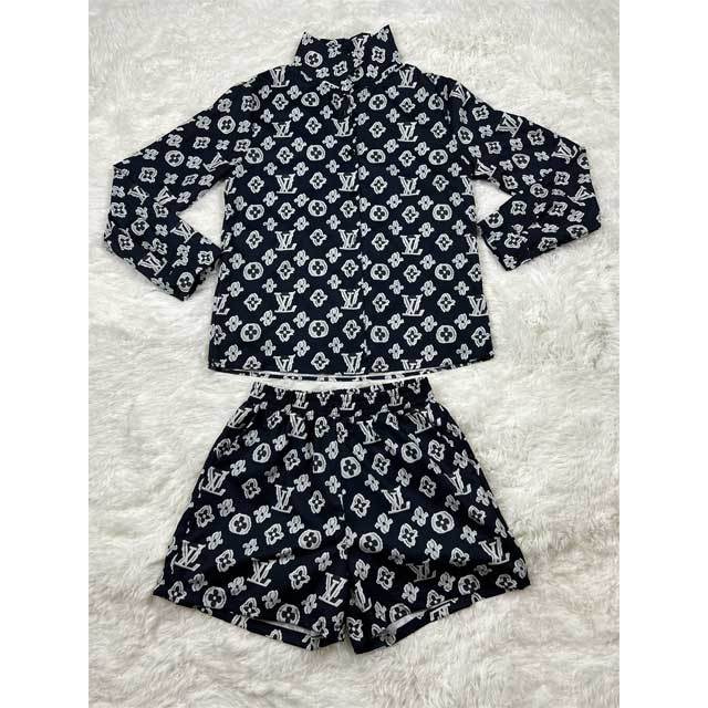 Printed Long Sleeve Top Casual Short Set