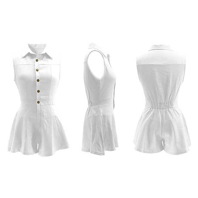 Casual Buttons Down Ruffled Romper