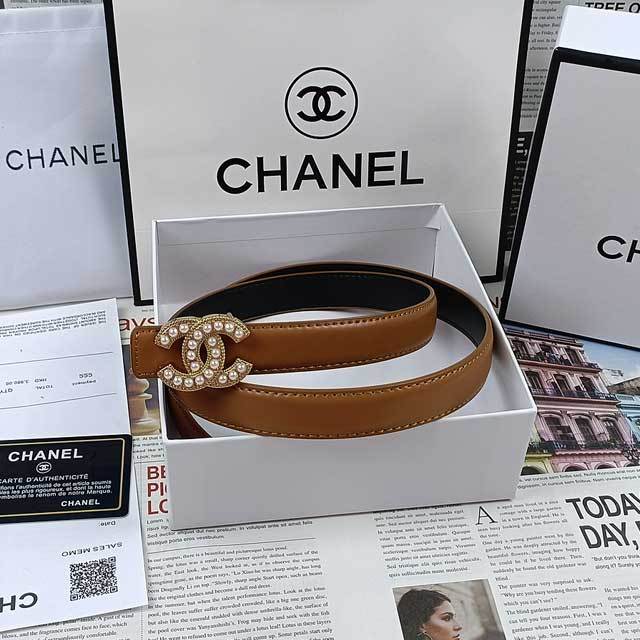Pearl Embellished Leather Fashion Belt