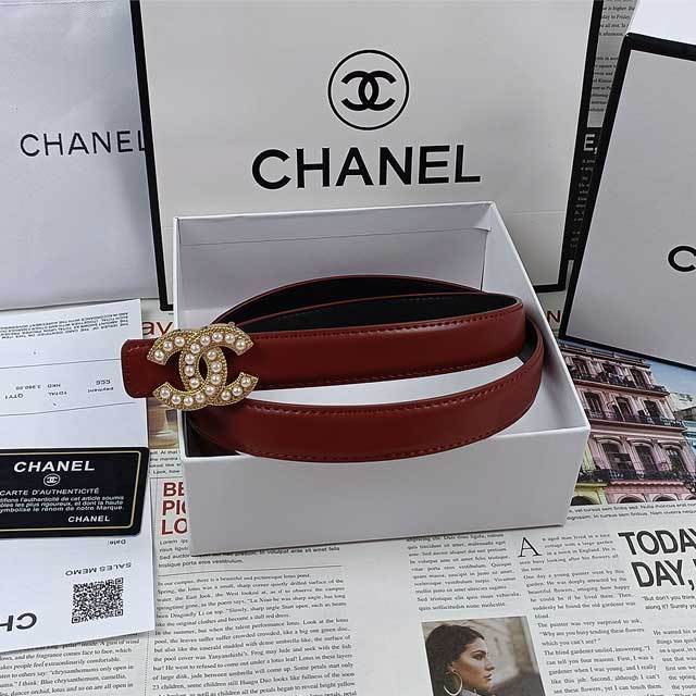 Pearl Embellished Leather Fashion Belt