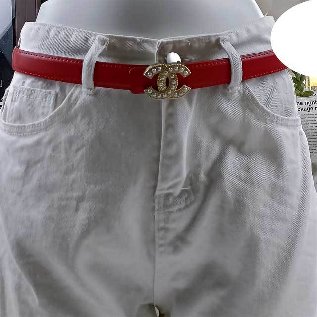 Pearl Embellished Leather Fashion Belt