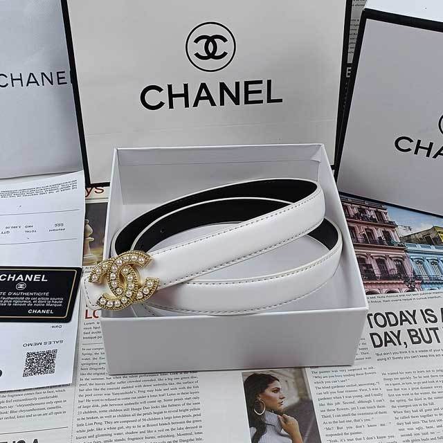 Pearl Embellished Leather Fashion Belt