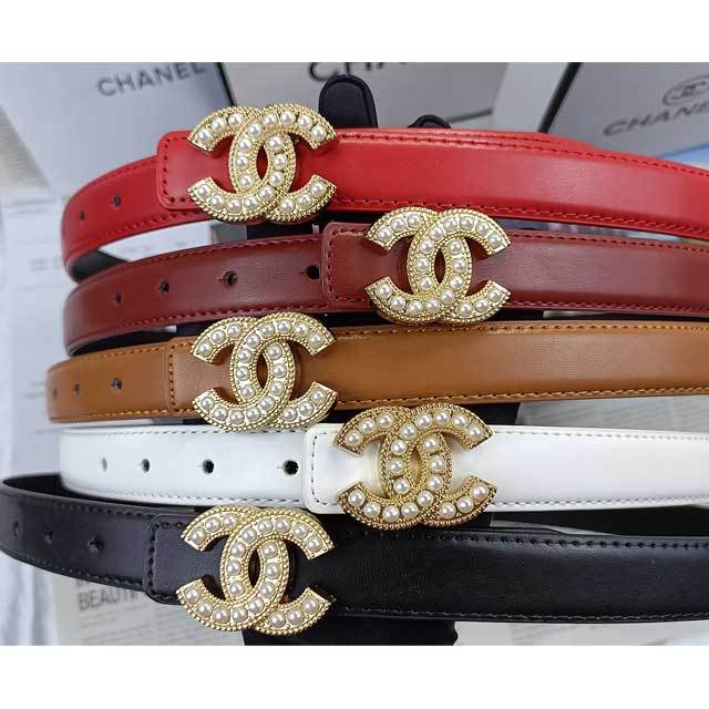 Pearl Embellished Leather Fashion Belt