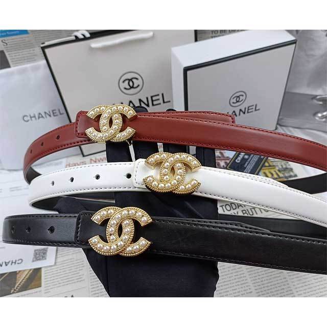 Pearl Embellished Leather Fashion Belt