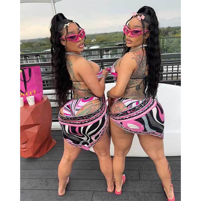 Printed Halter Swimsuit Tankinis Scarf Set