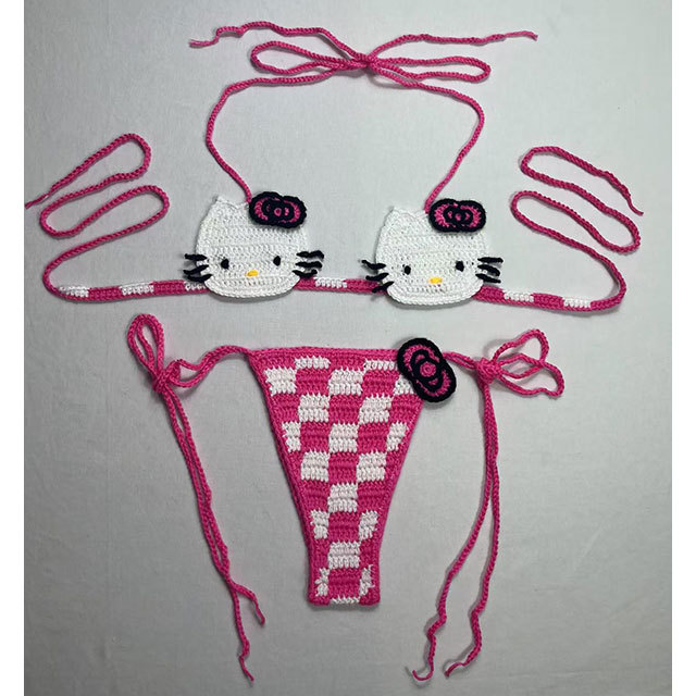 Hello-Kitty Crochet Bikinis Set( in stock )