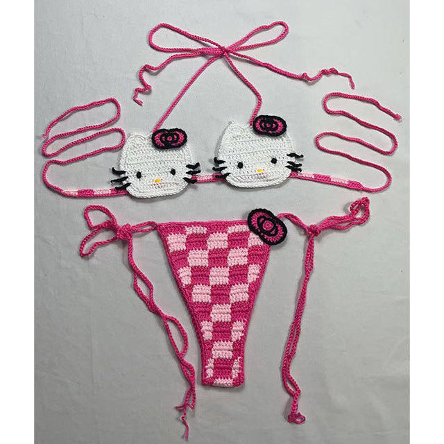 Hello-Kitty Crochet Bikinis Set