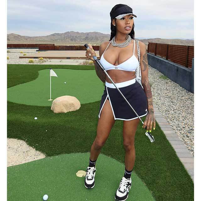 Sportwear Halter Bra Top Split Out Mini Skirt Set