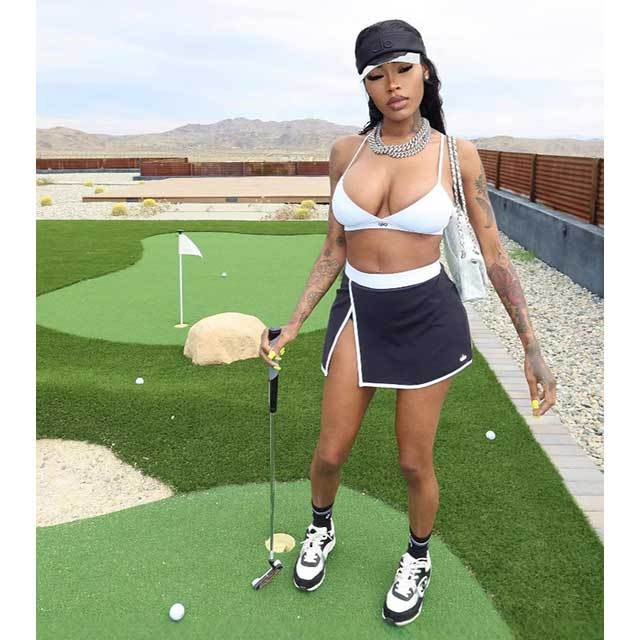 Sportwear Halter Bra Top Split Out Mini Skirt Set