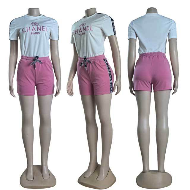 Embroidery Short Sleeve Casual Two Piece Set