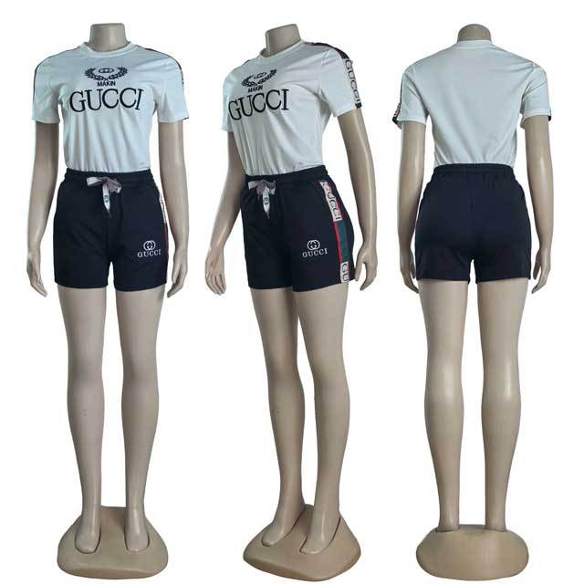 Embroidery Short Sleeve Casual Two Piece Set