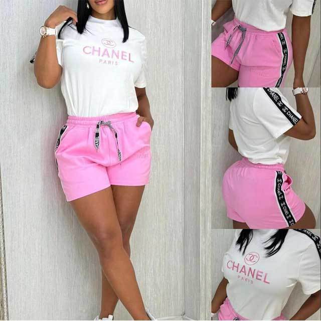 Embroidery Short Sleeve Casual Two Piece Set