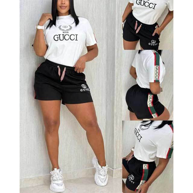 Embroidery Short Sleeve Casual Two Piece Set