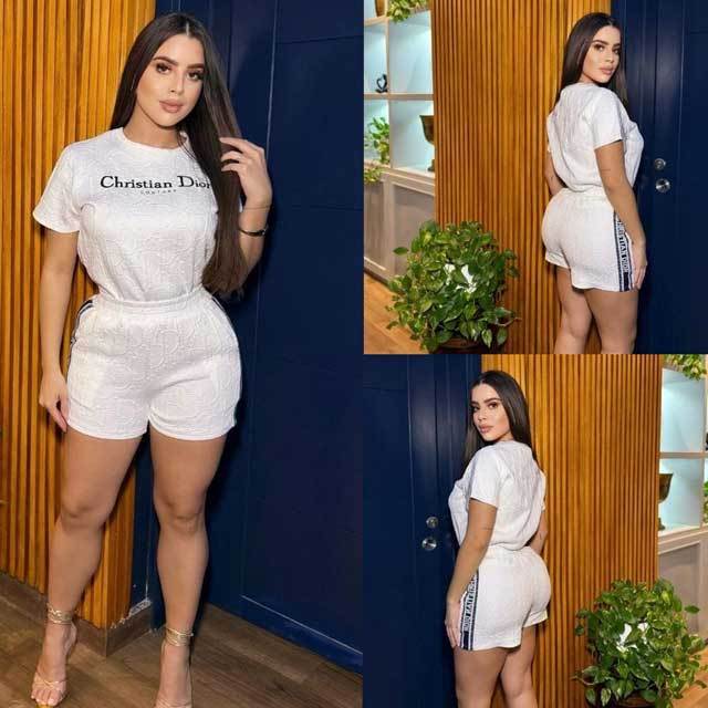 Fashion Embroidery Jacquard Women Short Set