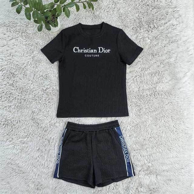 Fashion Embroidery Jacquard Women Short Set