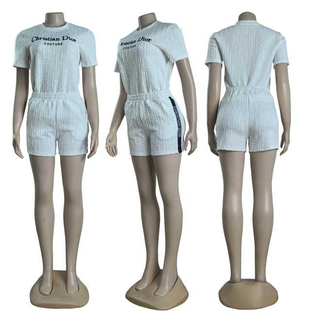 Fashion Embroidery Jacquard Women Short Set