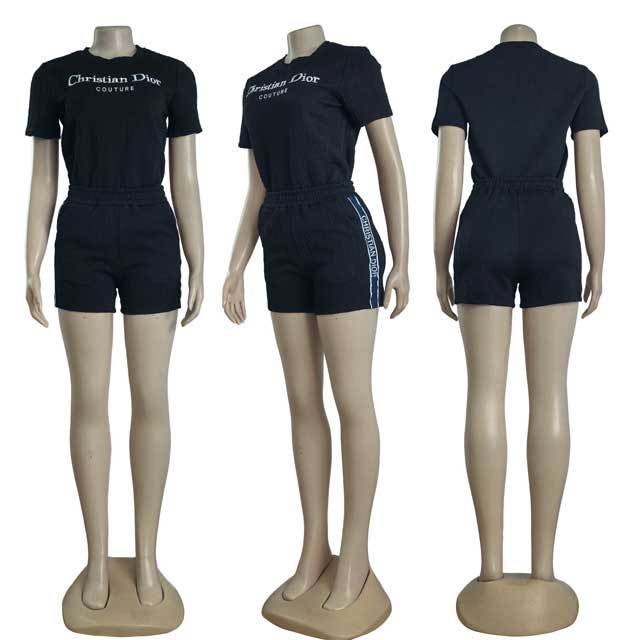 Fashion Embroidery Jacquard Women Short Set