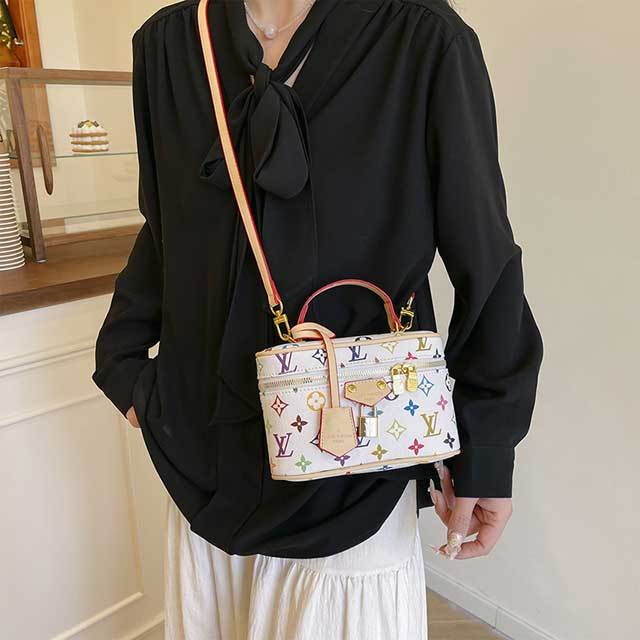 Printed Fashion Leather Women Crossbody Makeup Bag