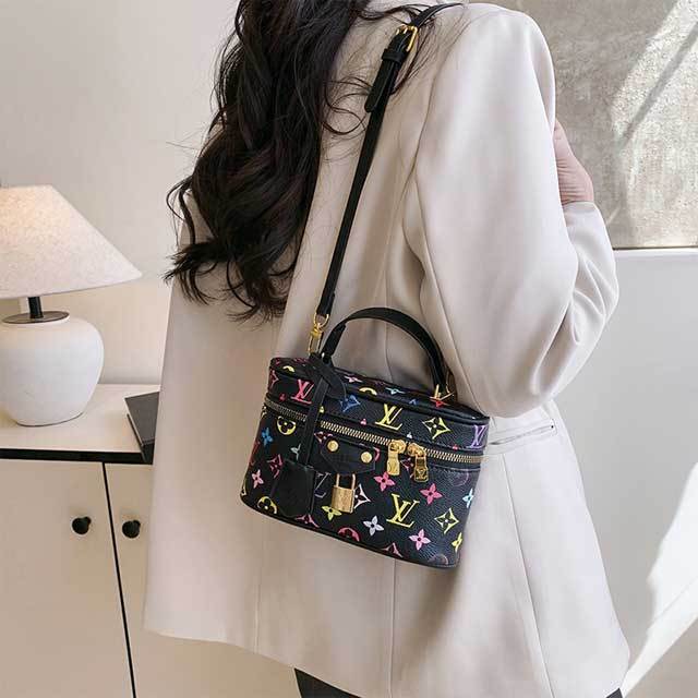 Printed Fashion Leather Women Crossbody Makeup Bag