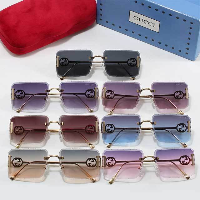 Metal Frameless Rectangle Luxury Sunglasses