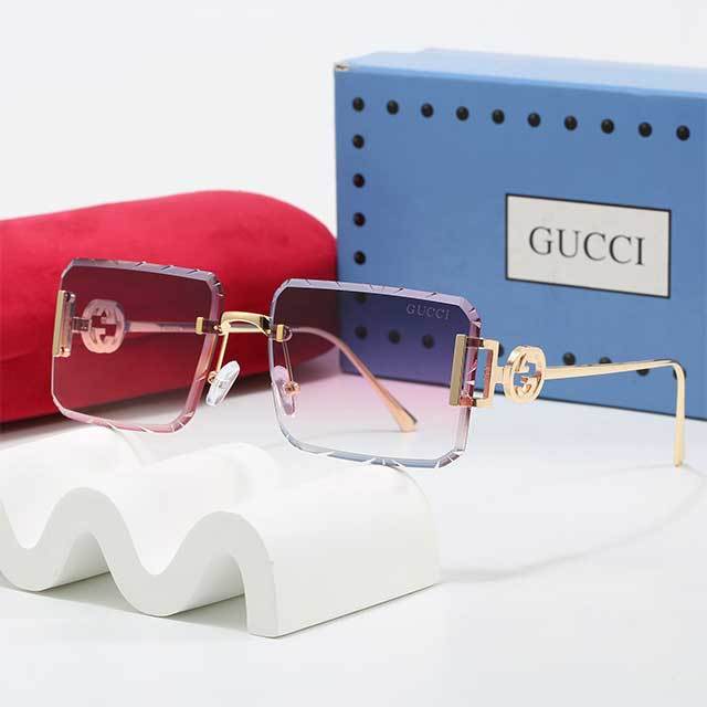 Metal Frameless Rectangle Luxury Sunglasses